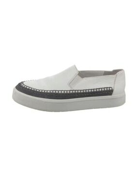 Vince White Leather whipstitch canvas trim Slip ons size 6.5m